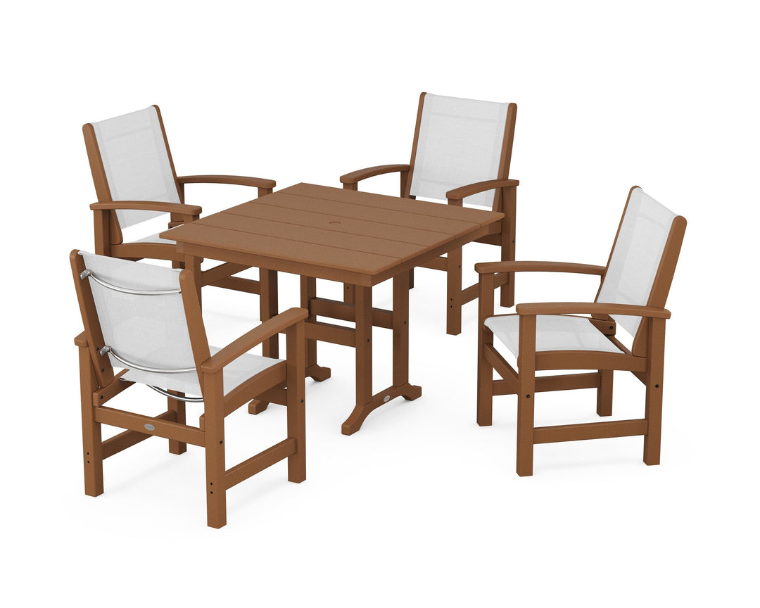 POLYWOOD® Coastal 5-Piece Farmhouse Dining Set