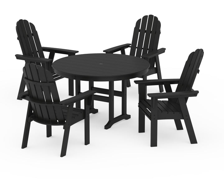 POLYWOOD® Vineyard Curveback Adirondack 5-Piece Round Farmhouse Dining Set