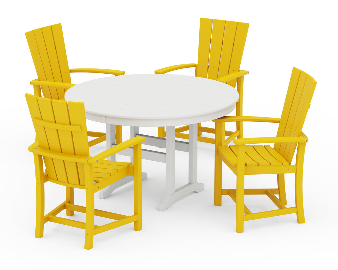 POLYWOOD® Quattro 5-Piece Round Farmhouse Dining Set