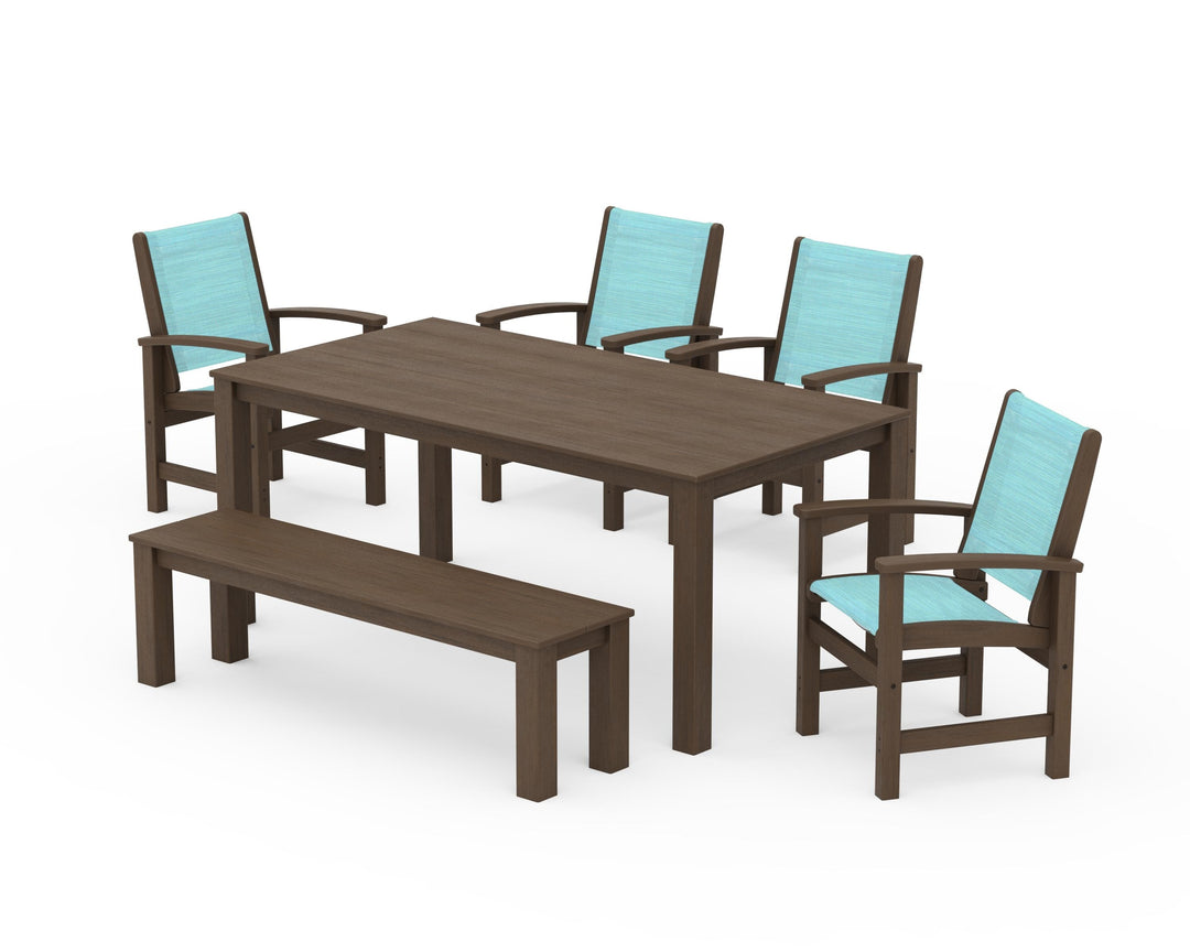 POLYWOOD® Coastal 6-Piece Parsons Dining Set with Bench