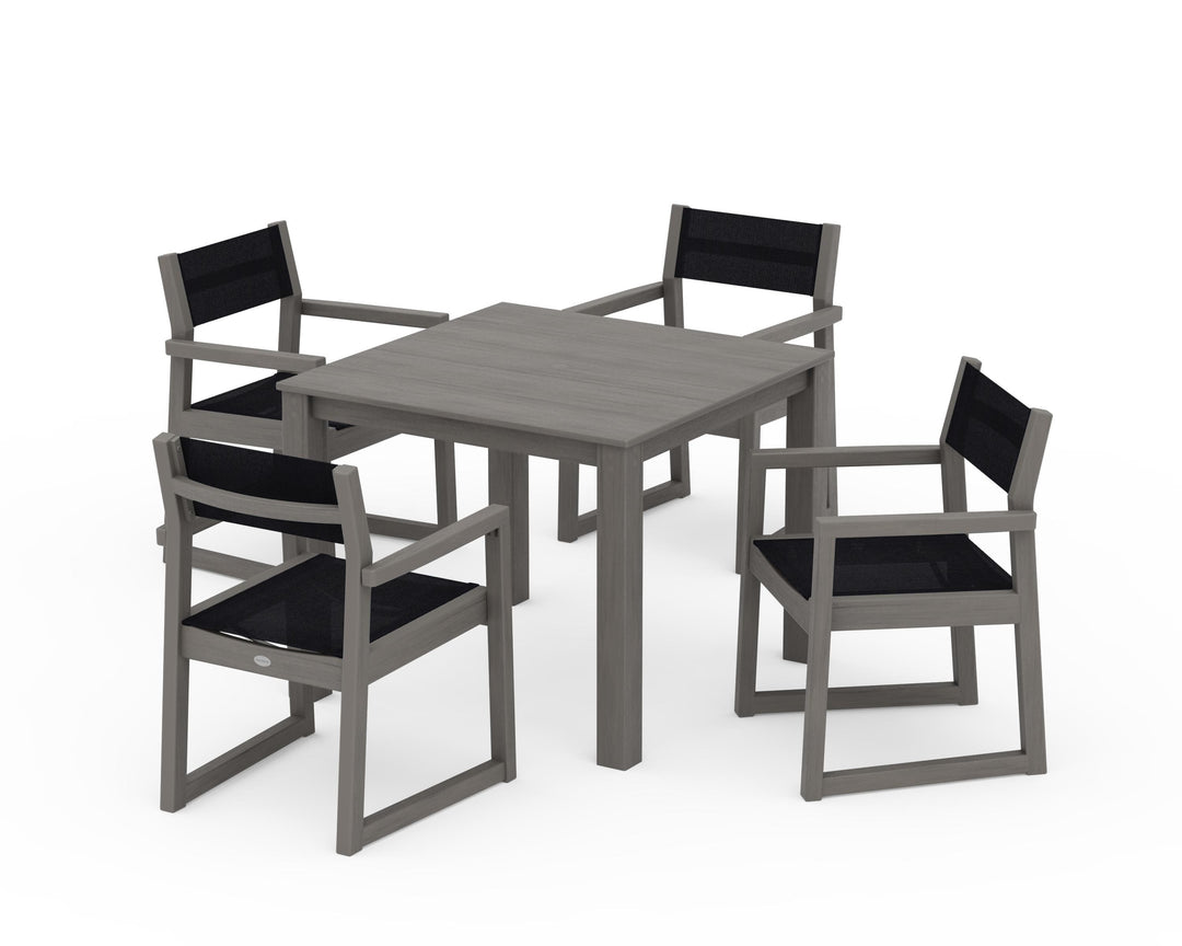 POLYWOOD® EDGE Sling Arm Chair 5-Piece Parsons Dining Set