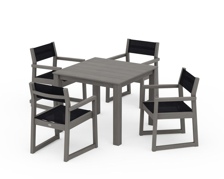POLYWOOD® EDGE Sling Arm Chair 5-Piece Parsons Dining Set