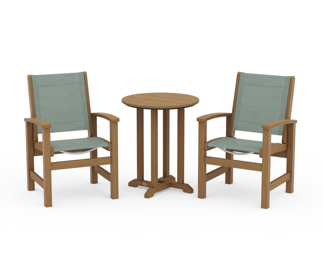 POLYWOOD® Coastal 3-Piece Round Bistro Dining Set