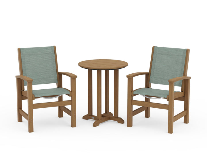 POLYWOOD® Coastal 3-Piece Round Bistro Dining Set