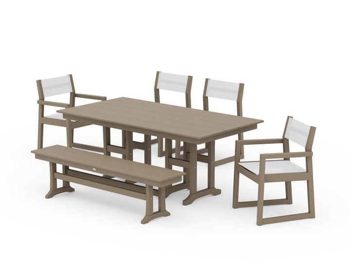 POLYWOOD® EDGE Sling 6-Piece Farmhouse Dining Set