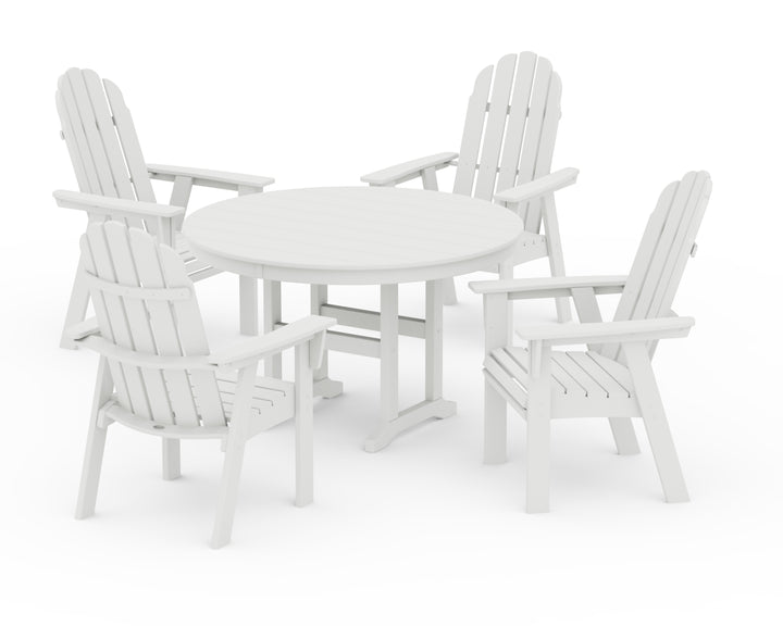 POLYWOOD® Vineyard Curveback Adirondack 5-Piece Round Farmhouse Dining Set