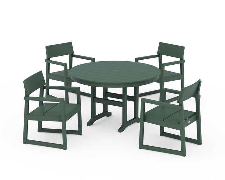 POLYWOOD® EDGE 5-Piece Round Farmhouse Dining Set