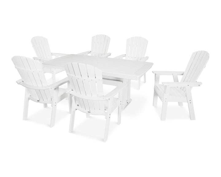 POLYWOOD® Nautical Curveback Adirondack 7-Piece Dining Set with Trestle Legs