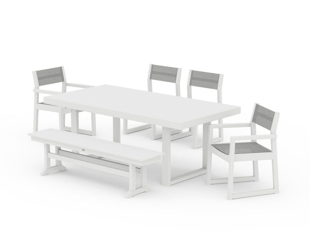 POLYWOOD® EDGE Sling 6-Piece Dining Set with Bench