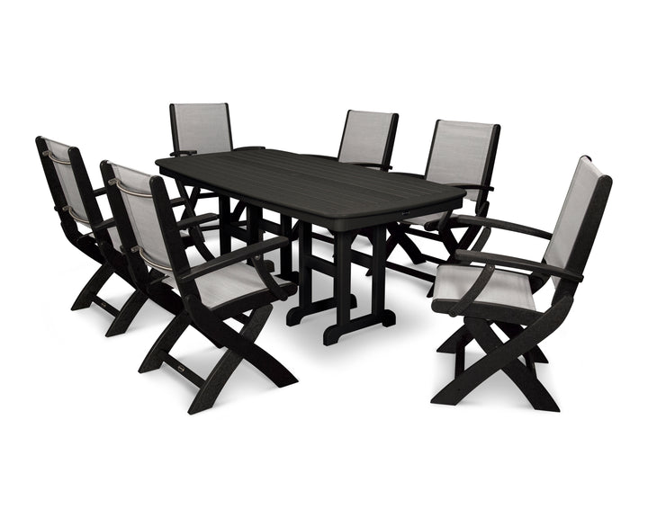 POLYWOOD® Coastal Folding Arm Chair 7-Piece Dining Set