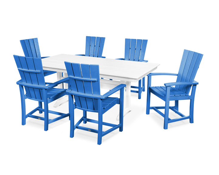 POLYWOOD® Quattro 7-Piece Farmhouse Dining Set with Trestle Legs