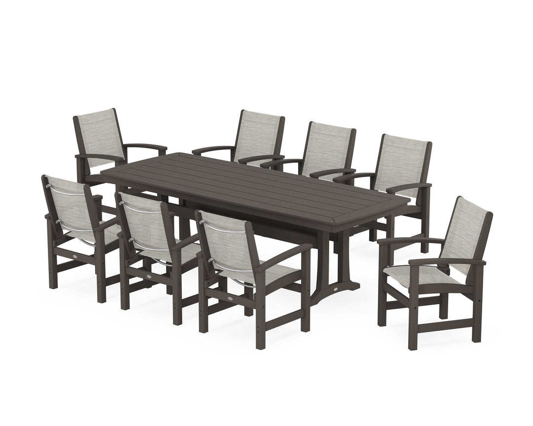 POLYWOOD® Coastal 9-Piece Dining Set with Trestle Legs