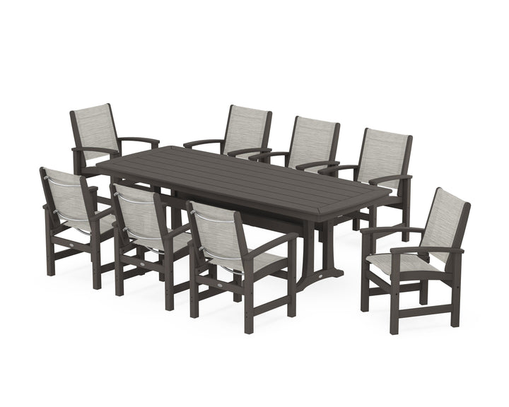 POLYWOOD® Coastal 9-Piece Dining Set with Trestle Legs