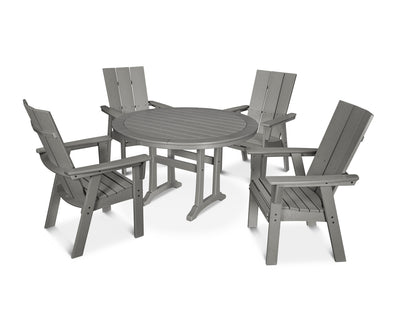 Modern Curveback Adirondack 5-Piece Nautical Trestle Dining Set