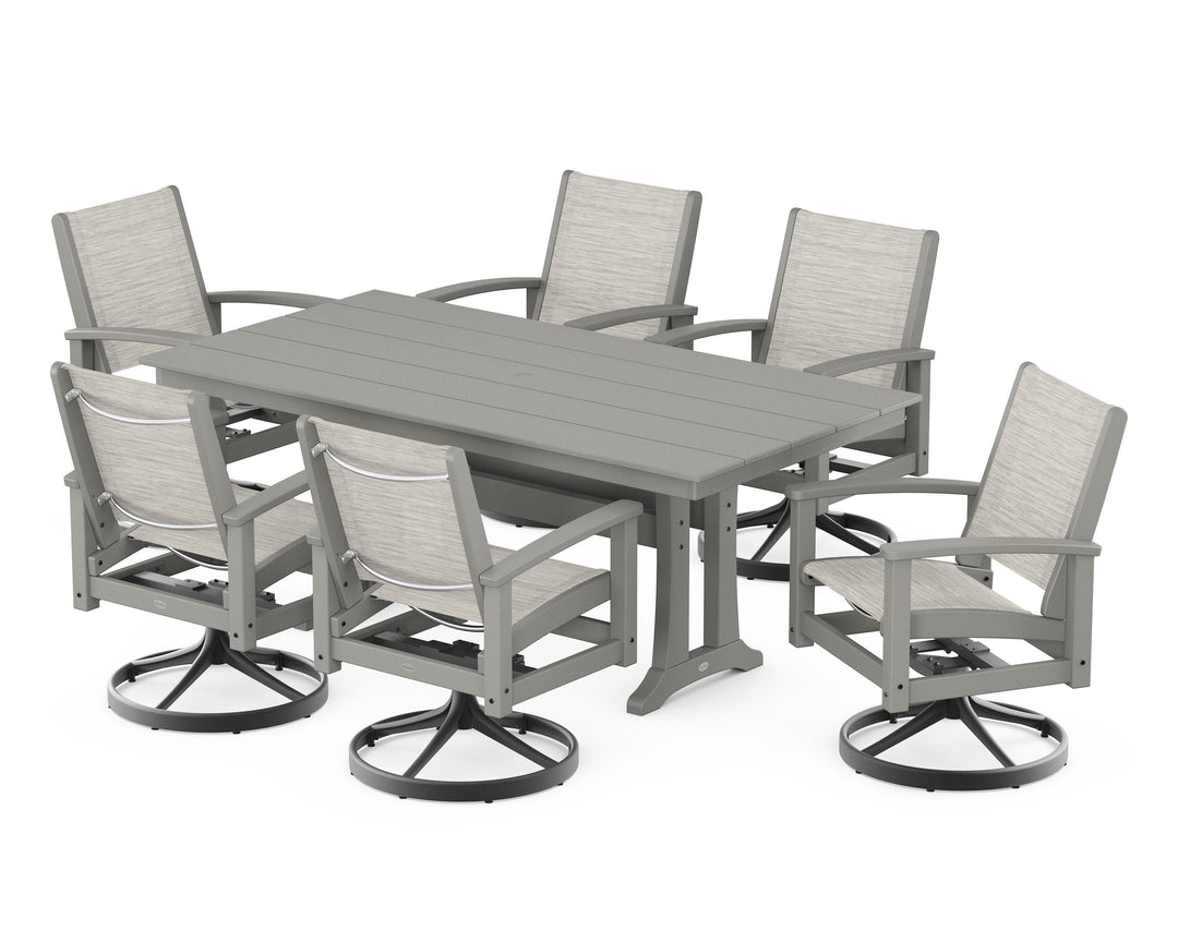POLYWOOD® 7 Piece Coastal Swivel Rocker Dining Set