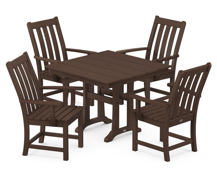 POLYWOOD® Vineyard 5-Piece Farmhouse Trestle Arm Chair Dining Set