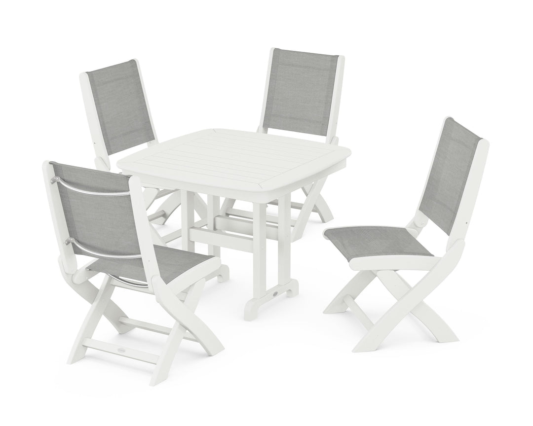 POLYWOOD® Coastal Folding Side Chair 5-Piece Dining Set
