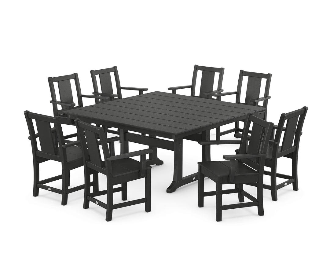 POLYWOOD® Prairie 9-Piece Square Farmhouse Dining Set with Trestle Legs