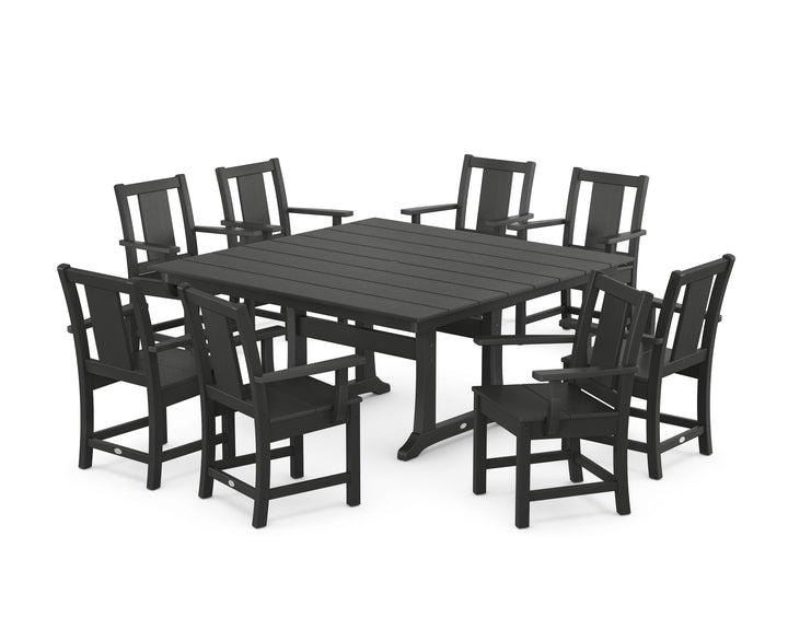 POLYWOOD® Prairie 9-Piece Square Farmhouse Dining Set with Trestle Legs
