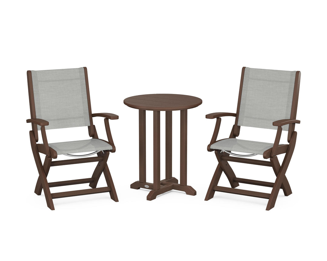 POLYWOOD® Coastal Folding 3-Piece Round Bistro Dining Set