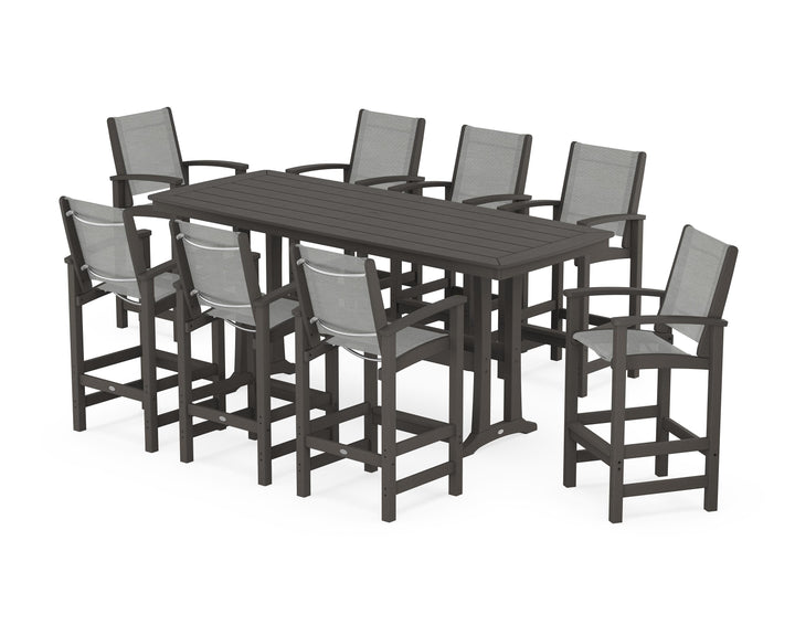POLYWOOD® Coastal 9-Piece Bar Set with Trestle Legs