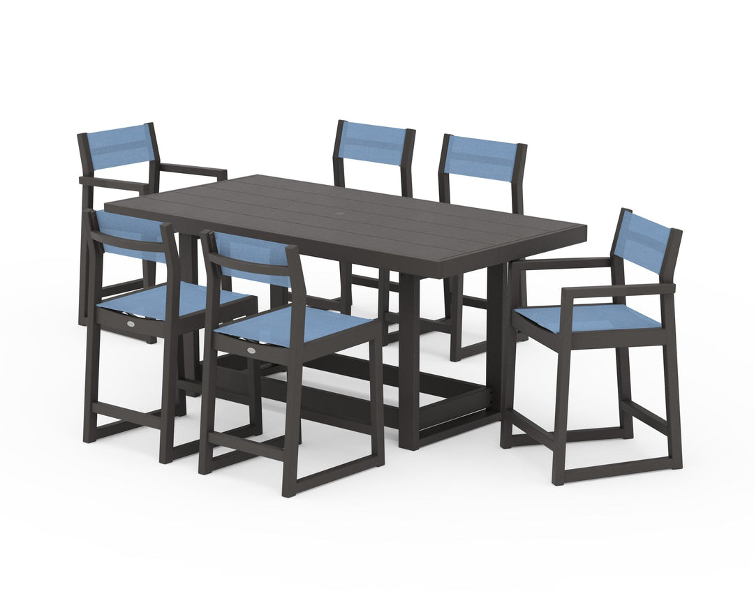 POLYWOOD® EDGE Sling 7-Piece Counter Table Set
