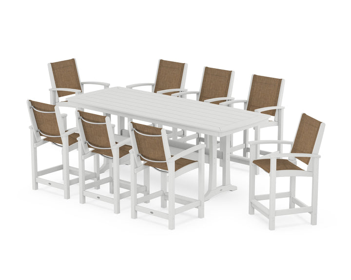 POLYWOOD® Coastal 9-Piece Counter Set with Trestle Legs