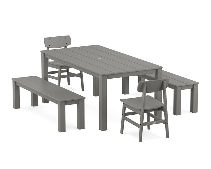 POLYWOOD® Modern Studio Urban Chair 5-Piece Parsons Dining Set with Benches