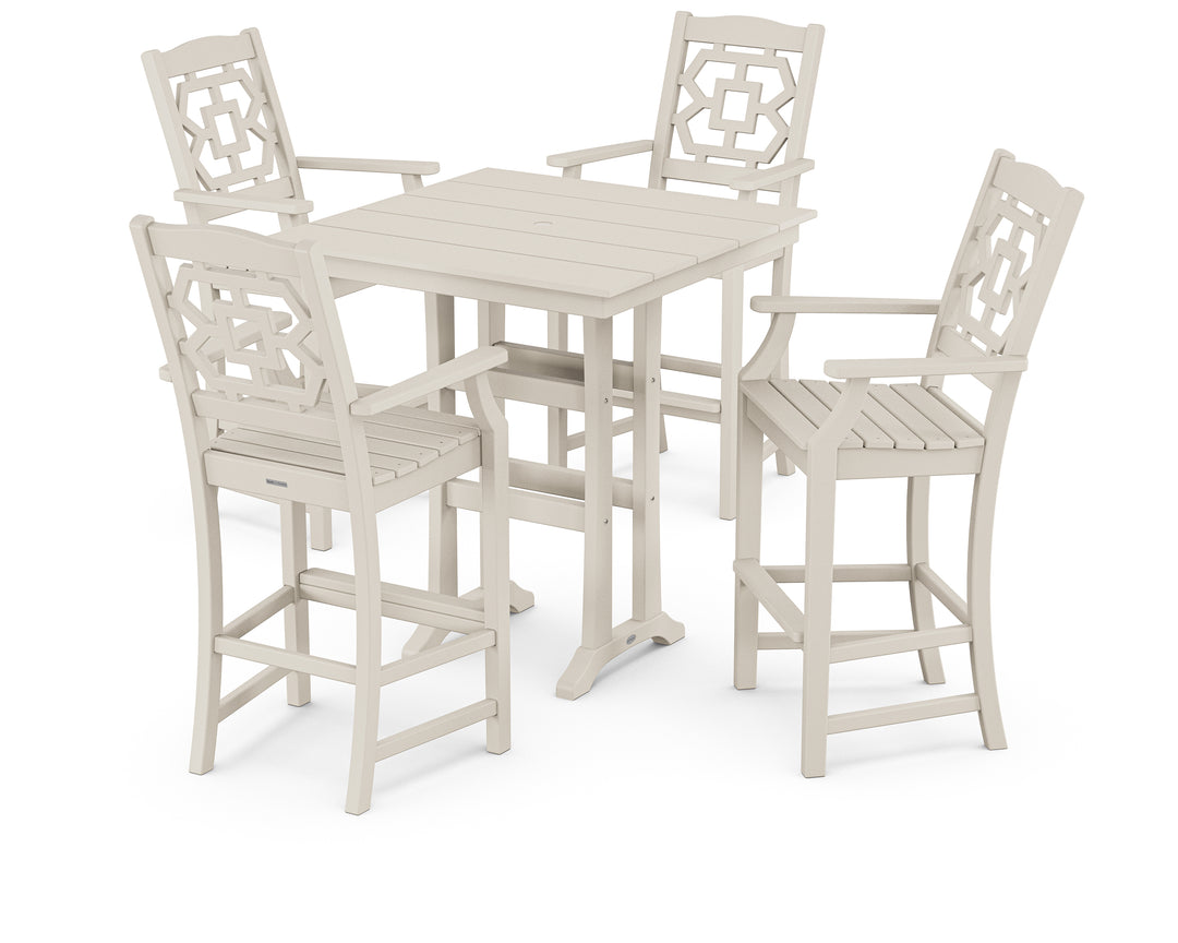 Martha Stewart by POLYWOOD® Chinoiserie 5-Piece Farmhouse Bar Set with Trestle Legs