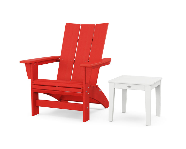 POLYWOOD® Modern Grand Adirondack Chair with Side Table