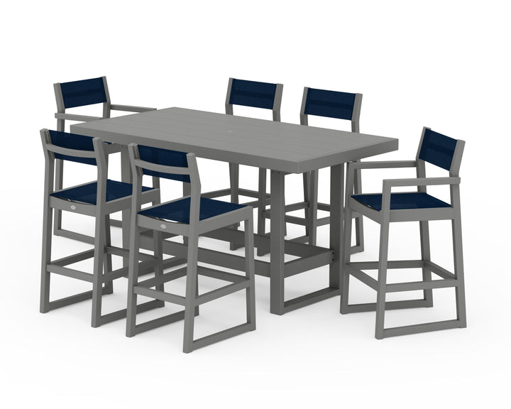 POLYWOOD® EDGE Sling 7-Piece Bar Table Set