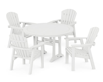 Seashell 5-Piece Round Dining Set with Trestle Legs