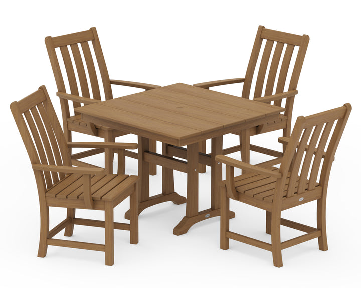 POLYWOOD® Vineyard 5-Piece Farmhouse Trestle Arm Chair Dining Set