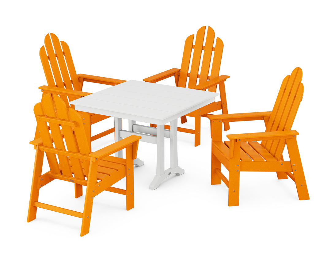 POLYWOOD® Long Island 5-Piece Farmhouse Dining Set With Trestle Legs
