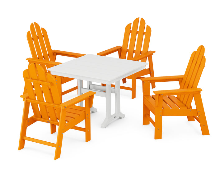 POLYWOOD® Long Island 5-Piece Farmhouse Dining Set With Trestle Legs