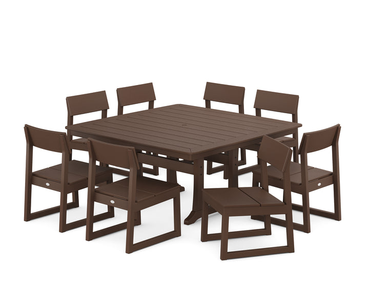 POLYWOOD® EDGE Side Chair 9-Piece Dining Set with Trestle Legs