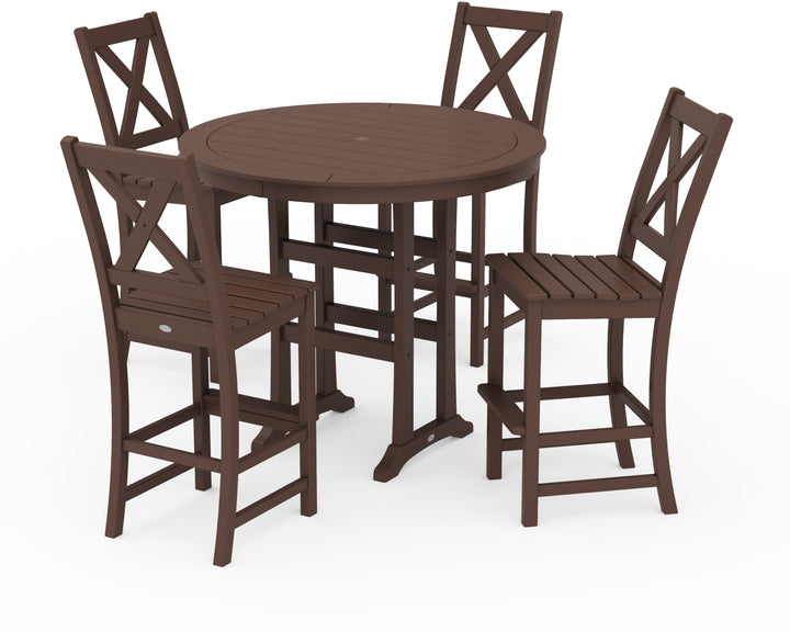POLYWOOD® Braxton 5-Piece Nautical Trestle Arm Chair Bar Set