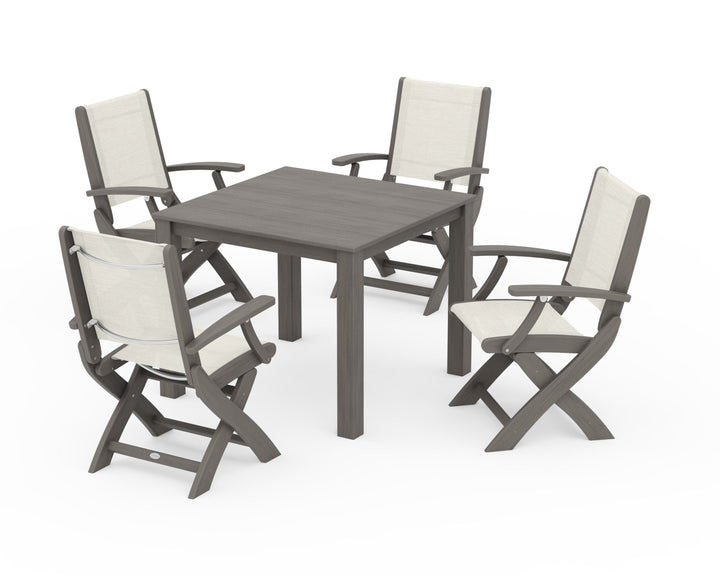 POLYWOOD® Coastal Folding Chair 5-Piece Parsons Dining Set