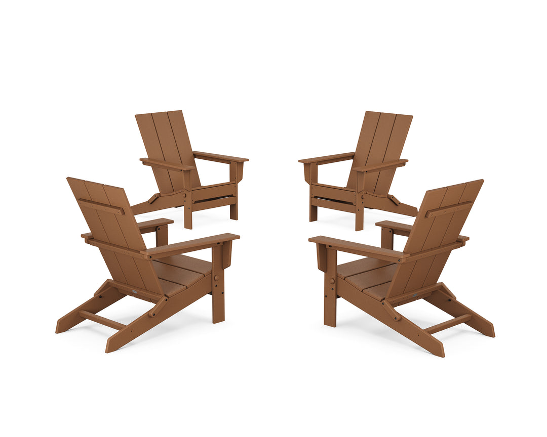POLYWOOD® 4-Piece Modern Studio Folding Adirondack Chair Conversation Set
