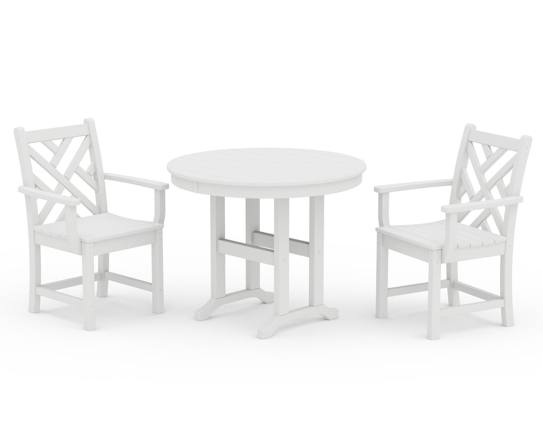 POLYWOOD® Chippendale 3-Piece Round Dining Set