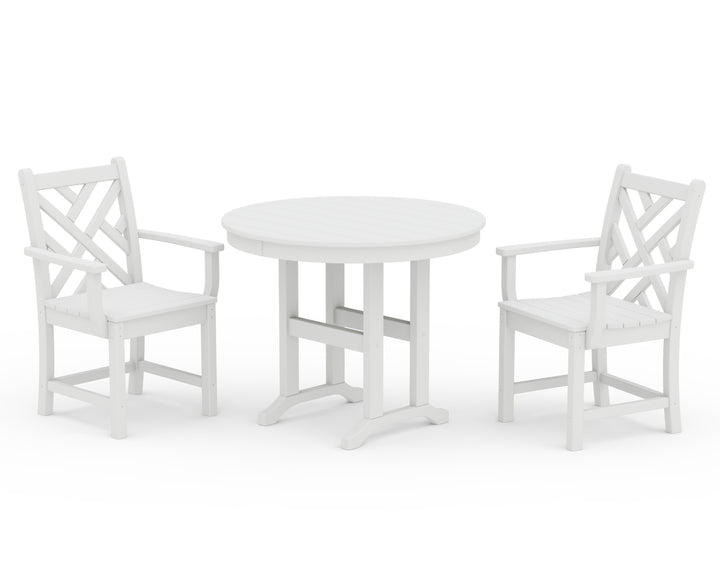 POLYWOOD® Chippendale 3-Piece Round Dining Set