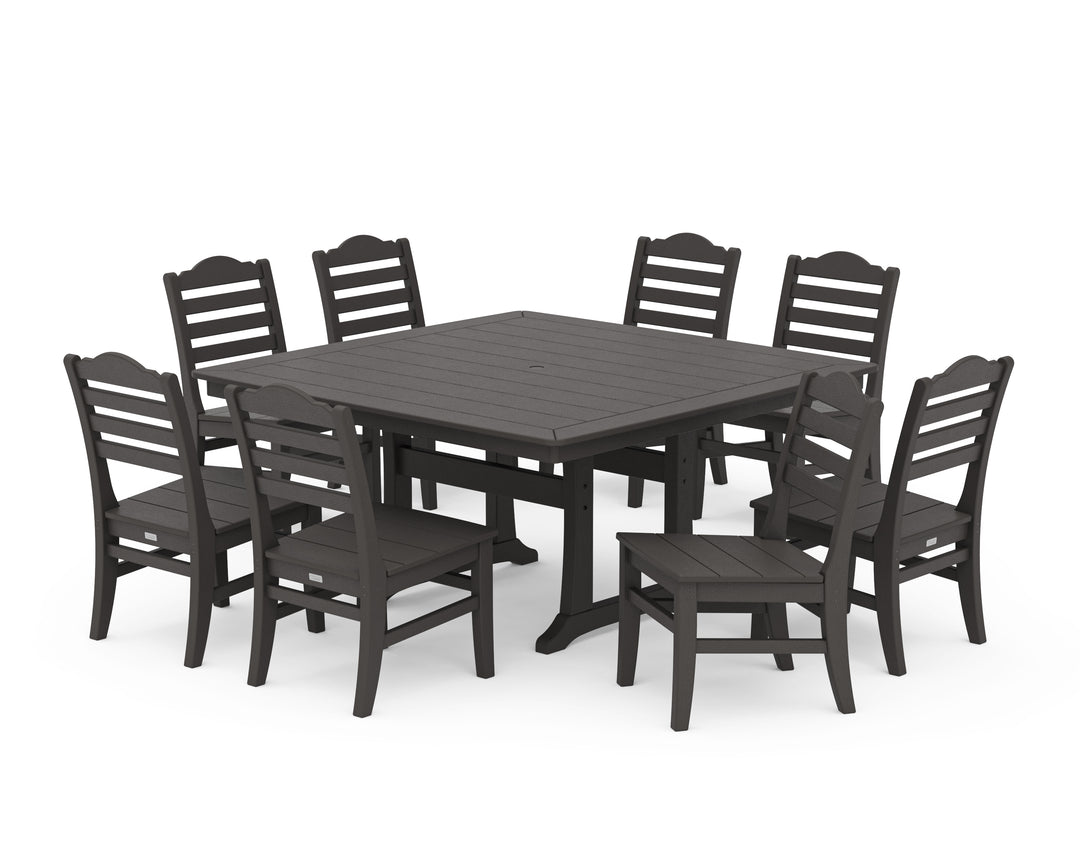 POLYWOOD® Savannah Side Chair 9-Piece Square Dining Set with Trestle Legs