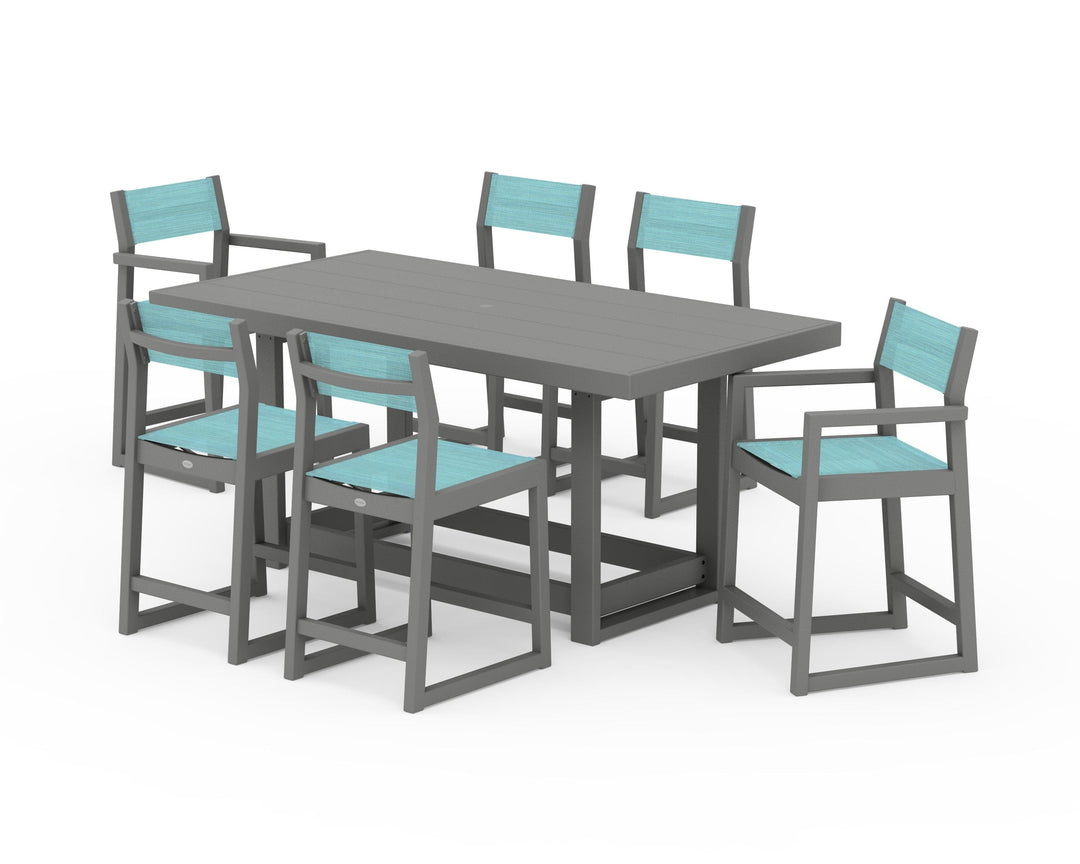 POLYWOOD® EDGE Sling 7-Piece Counter Table Set