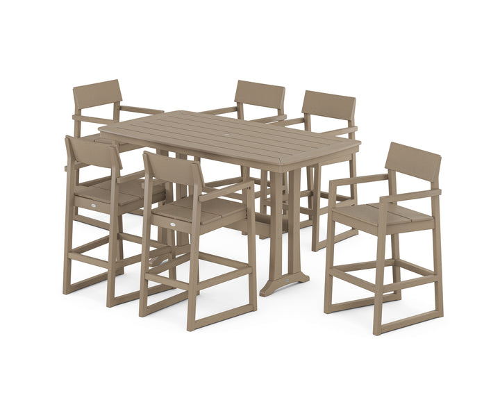 POLYWOOD® EDGE Arm Chair 7-Piece Bar Set with Trestle Legs