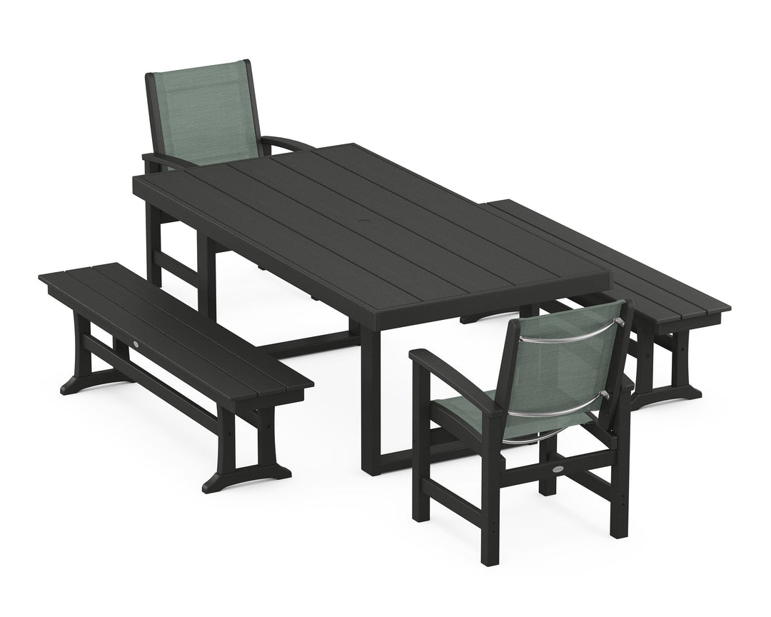POLYWOOD® Coastal 5-Piece Dining Set with Trestle Legs