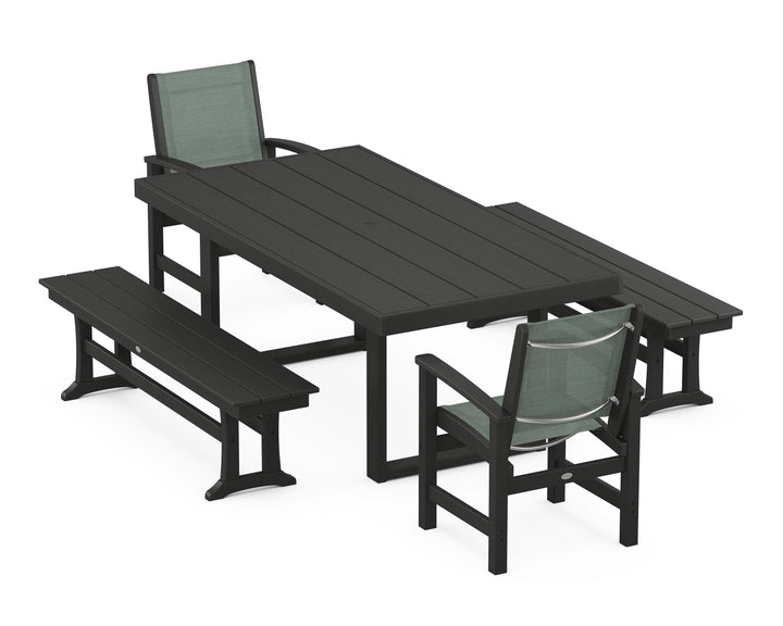 POLYWOOD® Coastal 5-Piece Dining Set with Trestle Legs