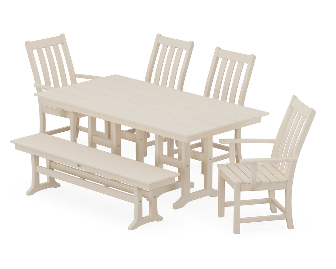 POLYWOOD® Vineyard 6-Piece Farmhouse Dining Set with Bench