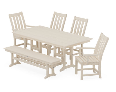 Vineyard 6-Piece Farmhouse Dining Set with Bench