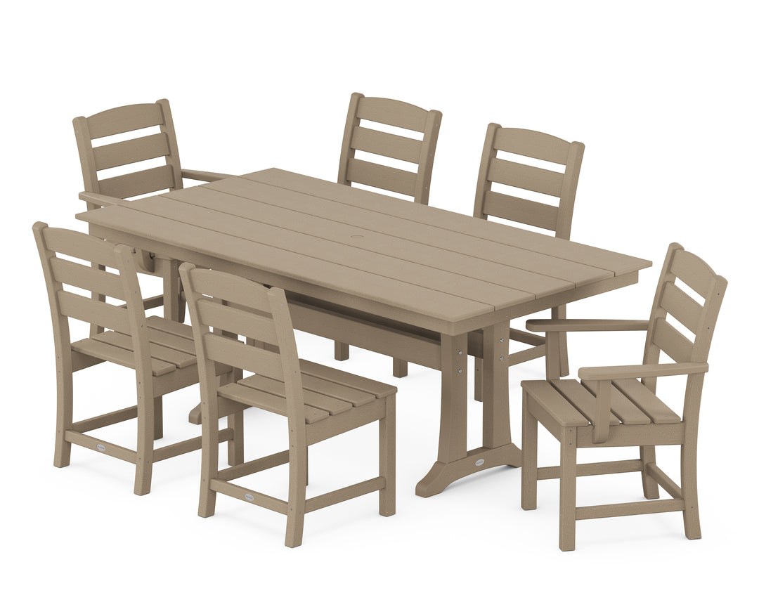 POLYWOOD® Lakeside 7-Piece Farmhouse Dining Set with Trestle Legs