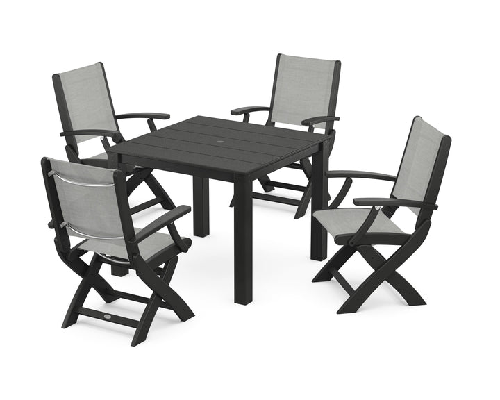 POLYWOOD® Coastal Folding Chair 5-Piece Parsons Dining Set